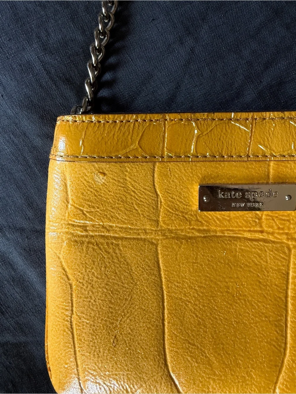 kate spade Yellow Croc-Embossed Chain Crossbody Bag